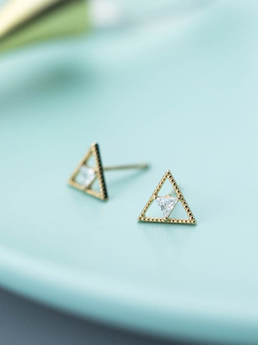Rosh Shimmering Gold Plated Triangle Shaped S925 Silver Stud Earrings 0