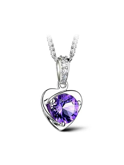 purple Fashion Little Heart Cubic Zircon Copper Pendant