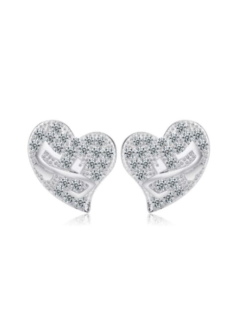 kwan Fashion Heart Micro Pave Zircons Stud Earrings 0