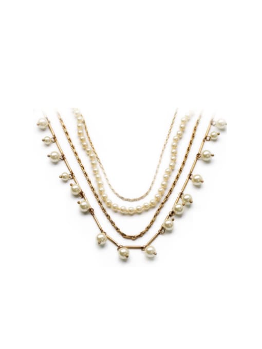 KM Exquisite Multi- layer Aritificial Pearl  Alloy Necklace 0