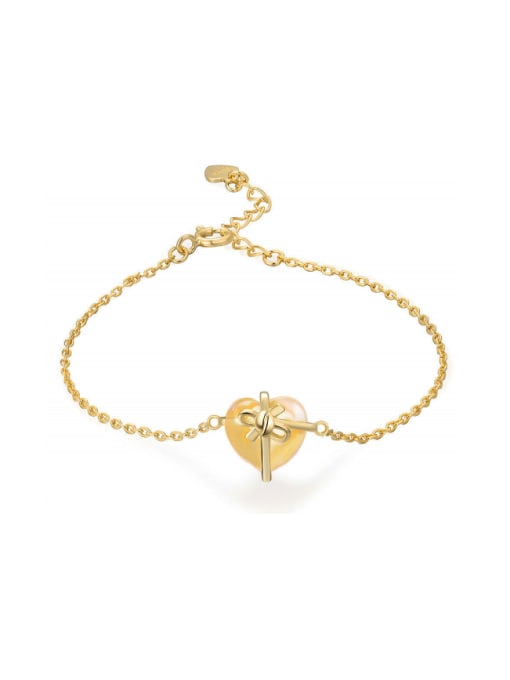 14k gold plated Natural Crystal Heart-shape Women Exquisite Bracelet