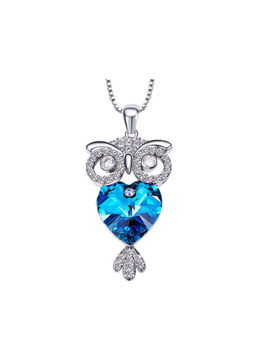 Blue Fashion Little Owl austrian Crystal Zircon Necklace
