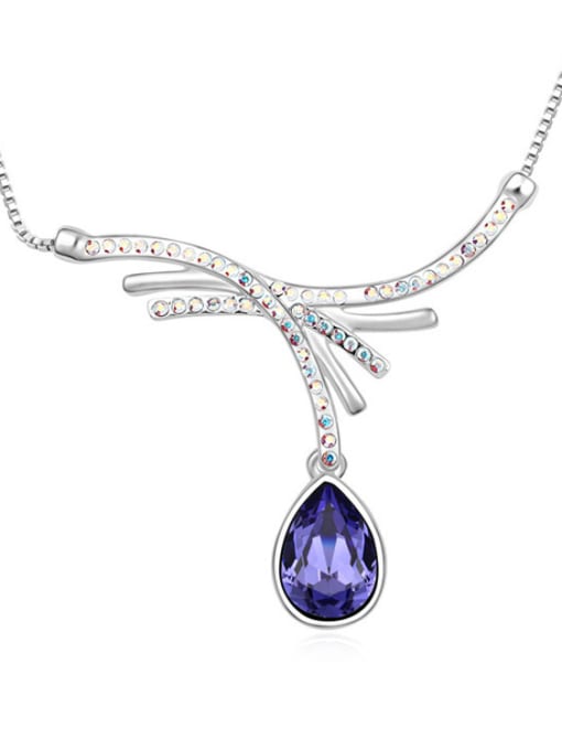 purple Fashion Water Drop austrian Crystals Alloy Necklace