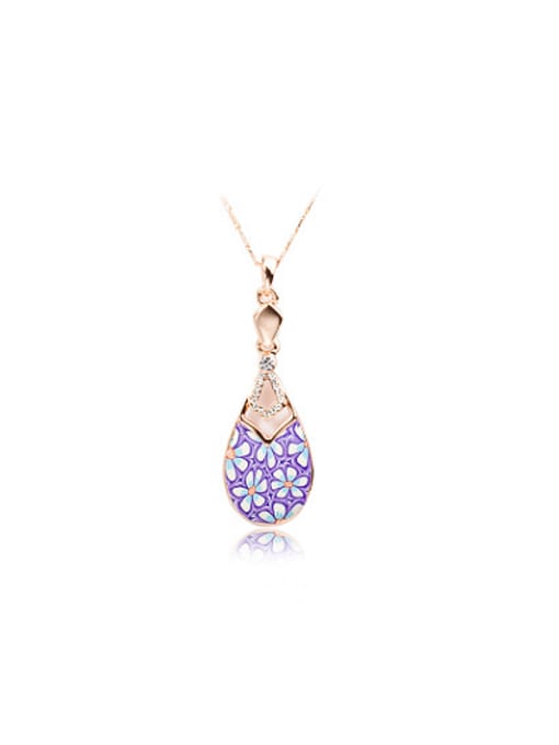 Rose Gold Purple Water Drop Shaped Polymer Clay Necklace