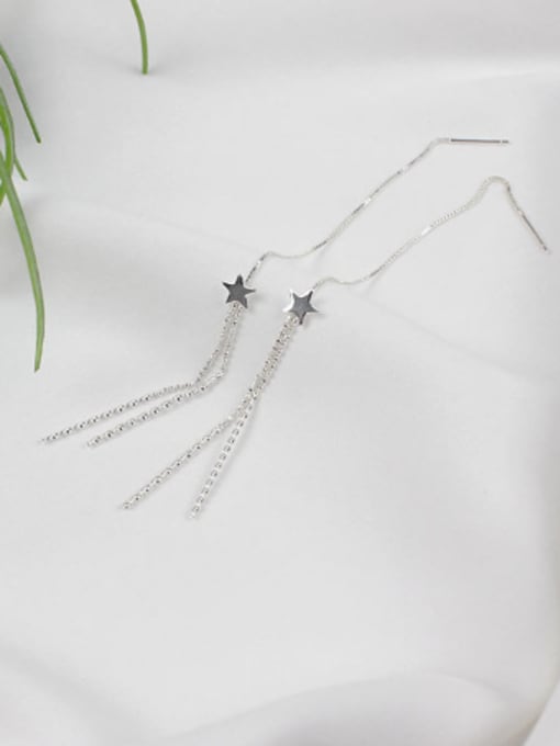 DAKA Fashion Little Star Tassels Silver Line Earrings 0
