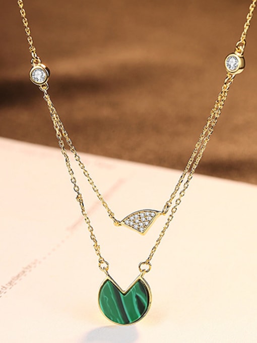 18K-Gold Sterling silver turquoise zircon necklace
