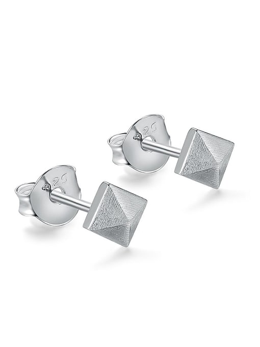 ZK Simple Square 925 Sterling Silver Polish Stud Earrings 0