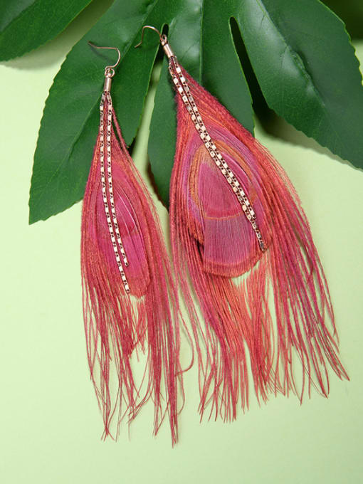 KM Temperamental Feathers Long Tassel Women's Earrings 1