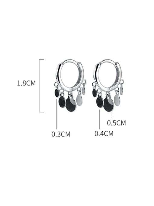 Rosh 925 Sterling Silver With Geometric shape Personality Round Clip On Earrings 2