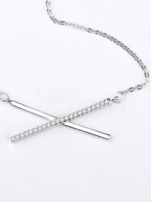 Peng Yuan Simple Cross Zircon Silver Necklace 3