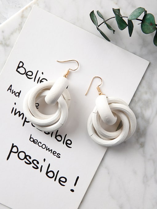W8505A White Alloy With Gold Plated Wooden exaggeration Trendy Earrings