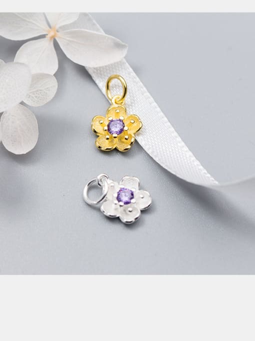 FAN 925 Sterling Silver With Silver Plated Five petals Charms 2