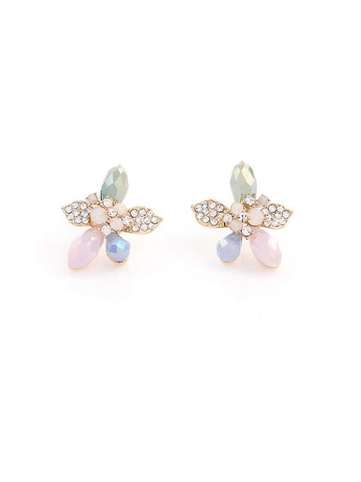 multi-color Temperament Flower Shaped Crystal Stud Earrings