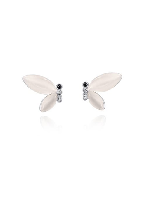 platinum Natural Style Bowknot Shaped Opal Stud Earrings
