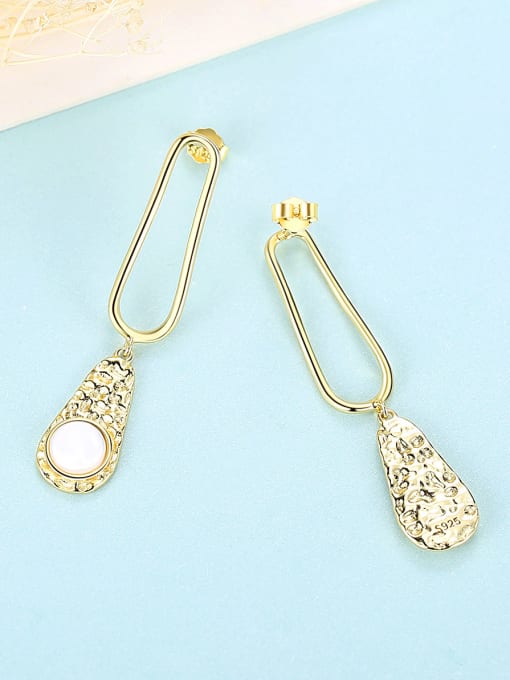 CCUI 925 Sterling Silver With Gold Plated Personality Water Drop Drop Earrings 3