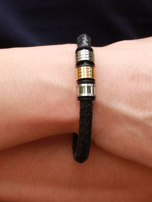 Open Sky Personalized Titanium Artificial Leather Bracelet 1