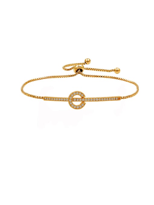 Genuine gold Copper With Cubic Zirconia  Fashion Round  adjustable Bracelets