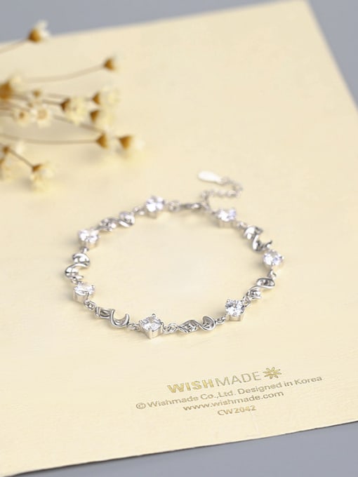 White 2018 Women 925 Silver Zircon Bracelet