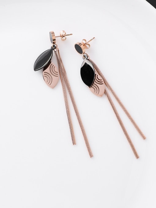 4#11362 Stainless Steel With Rose Gold Plated Fashion Geometric  Tassels Drop Earrings