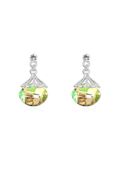 QIANZI Simple Oval austrian Crystals Alloy Earrings