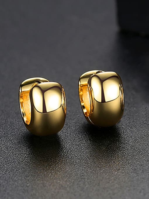 gold Copper With Glossy Simplistic Small Round Stud Earrings