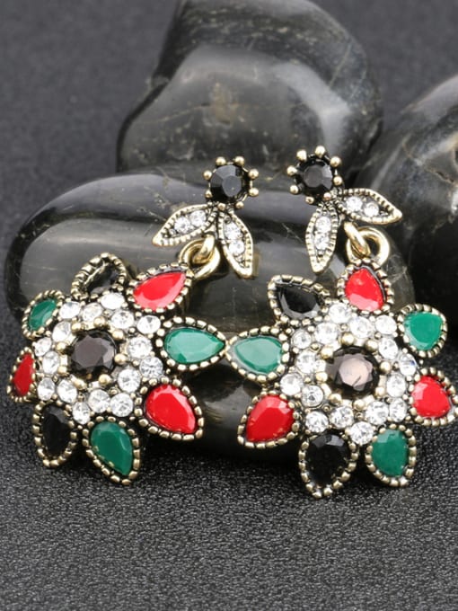 Gujin Bohemia style Tricolor Resin stones White Crystals Three Pieces Jewelry Set 3