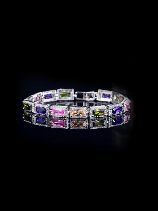 L.WIN Fashion Rectangle Color Zircons Bracelet 0