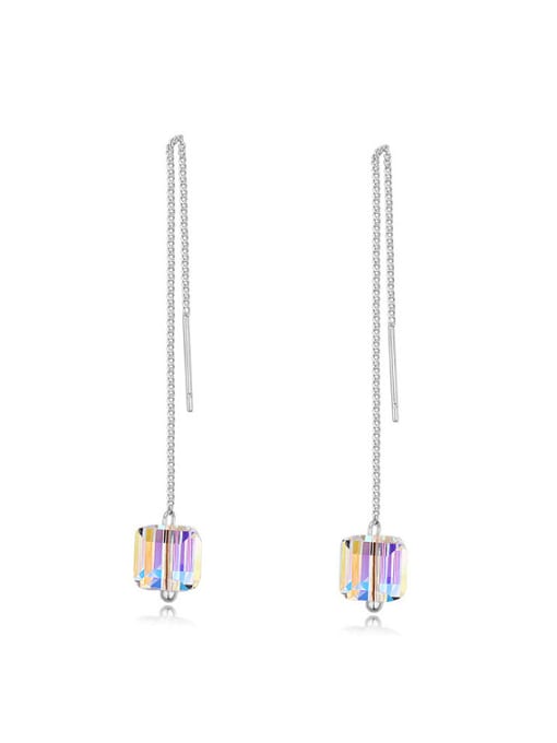 QIANZI Simple austrian Crystal Bead Alloy Line Earrings 0