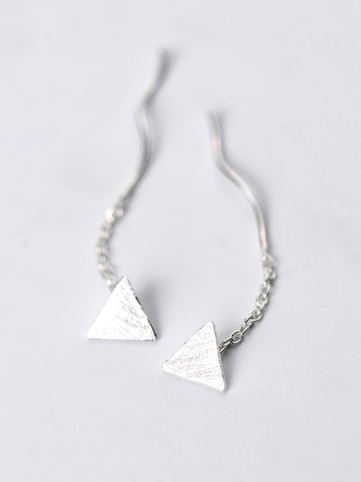 white Simply Style Triangle Shaped Brushed S925 Silver Line Earrings