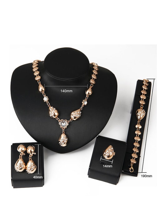 BESTIE Alloy Imitation-gold Plated Classical style Water Drop shaped Four Pieces CZ Jewelry Set 2