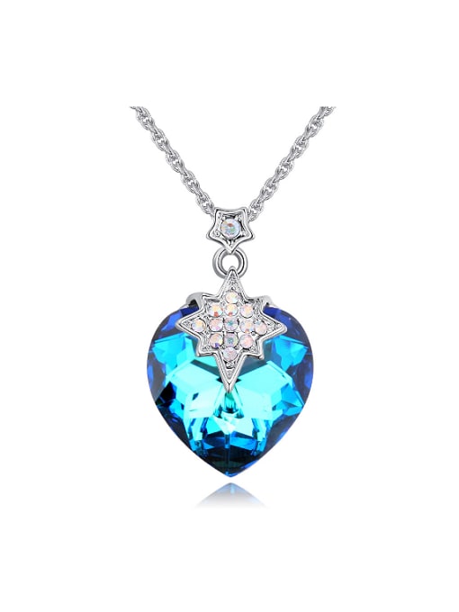 QIANZI Fashion Heart austrian Crystal Pendant Alloy Necklace