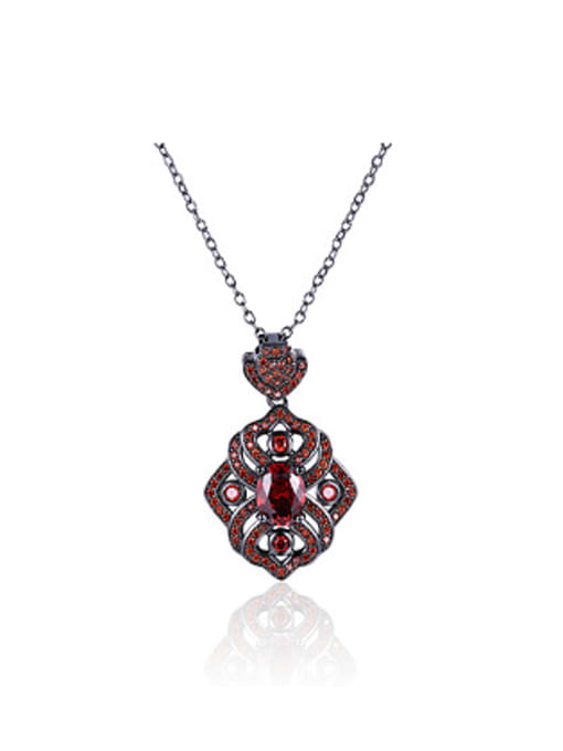 Red Retro Zircon Rhinestones Women Necklace