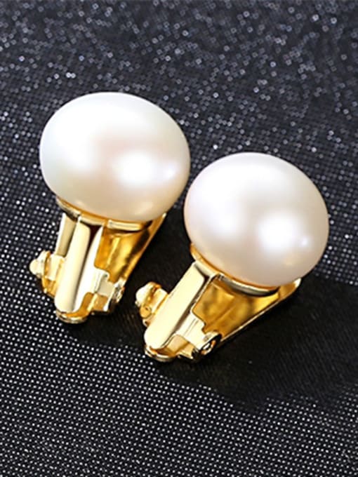 White 18K-Gold Sterling Silver 10-15mm natural pearl earrings