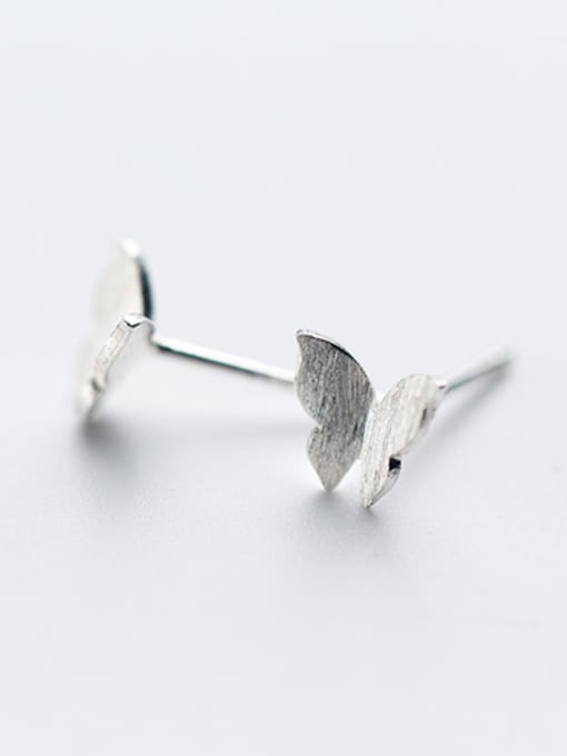 white All-match Butterfly Shaped S925 Silver S925 Silver Stud Earrings