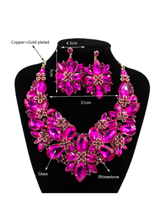 Lan Fu 2018 Exaggerated Flower Glass Rhinestones Two Pieces Jewelry Set 3
