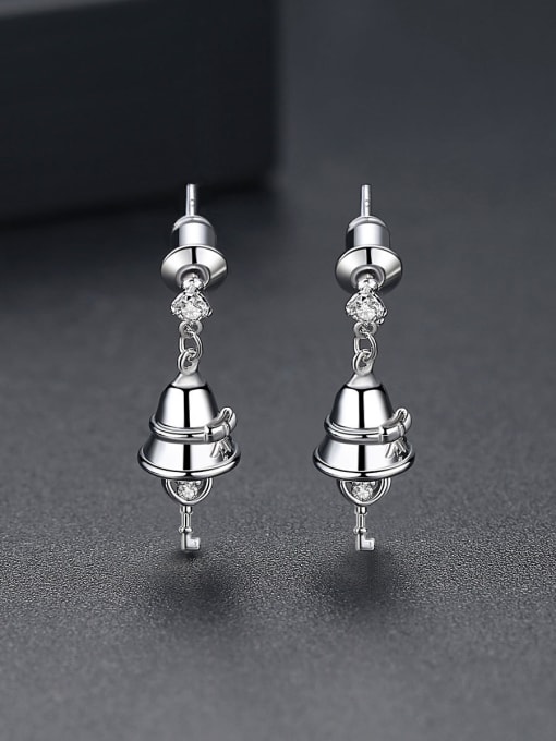 BLING SU Copper inlaid 3A zircon bell shaped Christmas Earrings 1