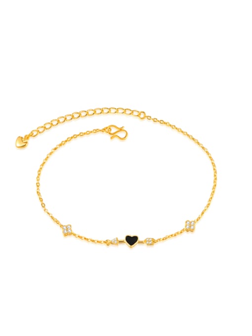 Open Sky 18K Gold Plated Simple Tiny Black Heart shape Anklet 0