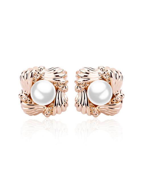 Rose Gold ,White Women Personality Pearl stud Earring