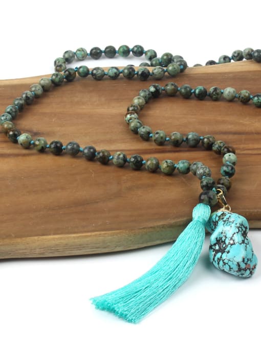 HN1920-A Natural Stones Tassel Pendant Fashion Necklace