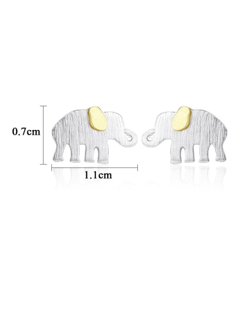 CCUI 925 Sterling Silver With White Gold Plated Cute Animal Elephant Stud Earrings 2