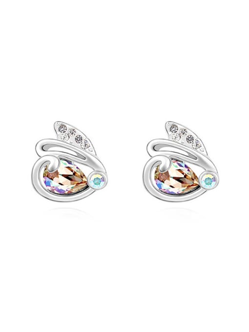 QIANZI Tiny Rabbit austrian Crystals Alloy Stud Earrings 0