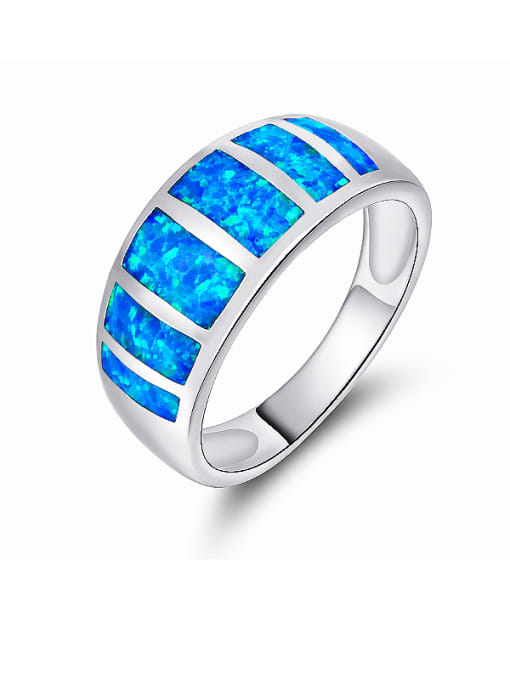 Blue Platinum Plated band ring
