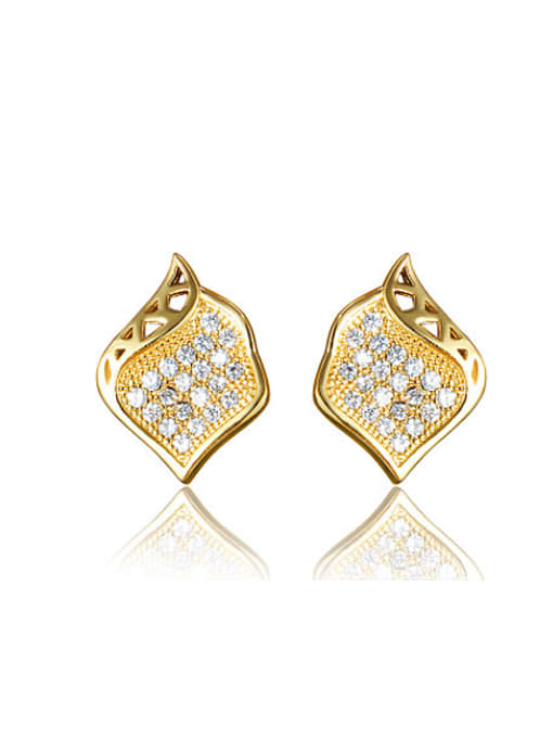 SANTIAGO Exquisite 18K Gold Plated Geometric 4A Zircon Stud Earrings 0
