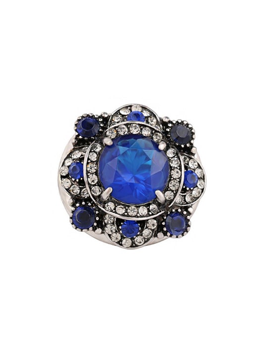 Gujin Bohemia style Retro Resin stones White Crystals Alloy Ring 0