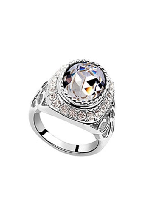 QIANZI Exaggerated Cubic austrian Crystals Alloy Ring 0