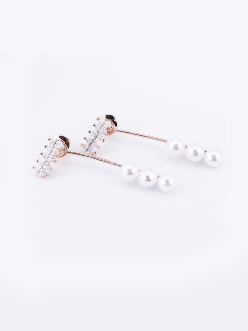 OUXI Simple Style Fashion Zircon Pearl drop earring 2