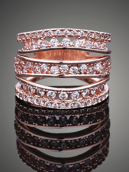 Wei Jia Three-band Cubic Zirconias Copper Ring 3