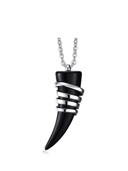 CONG All-match Black Carnelian Geometric Shaped Stainless Steel Pendant