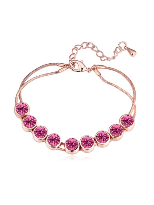 pink Simple Round austrian Crystals Alloy Bracelet