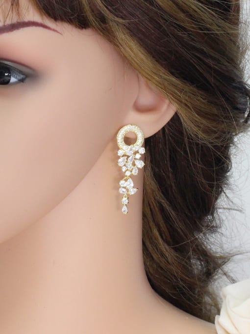 L.WIN Colorful Flower-shape Zircons White Gold Plated Drop Earrings 4